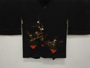 大正ロマン　漆　梅模様織り出し　一つ紋絵羽織